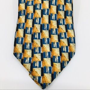 Zegna Gold Blue Geometric ZEGNA Silk Tie